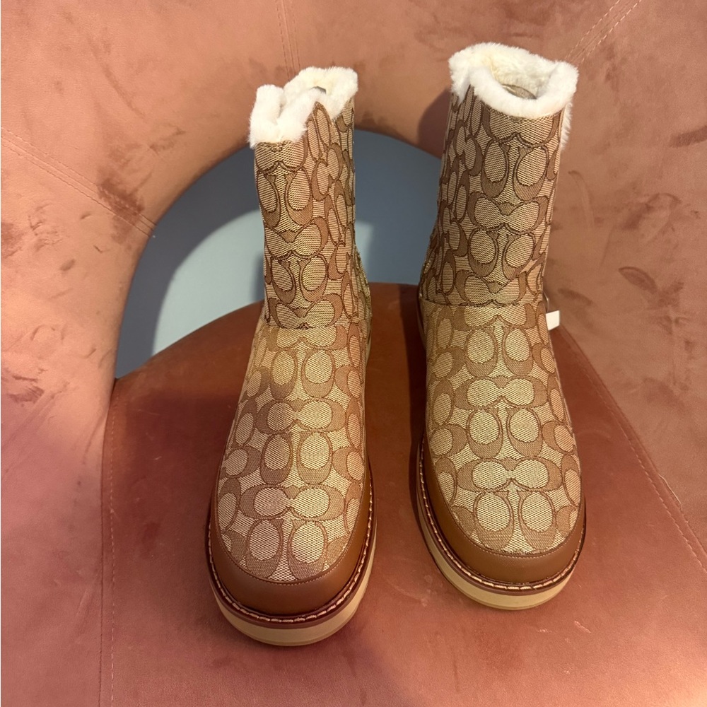 Brown and Cream Patterned Boots